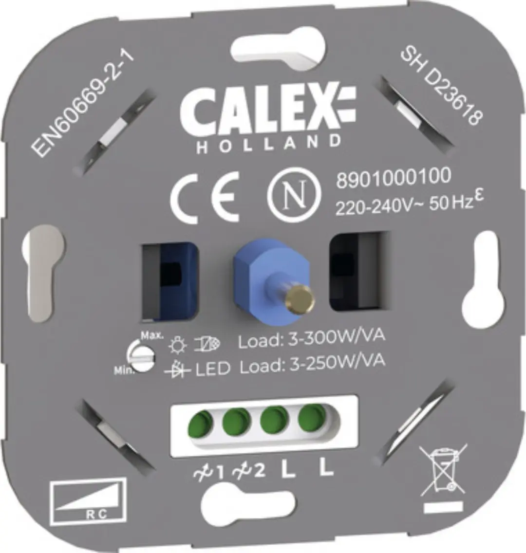 Calex LED Wanddimmer Universele Inbouw 3-250W Antraciet