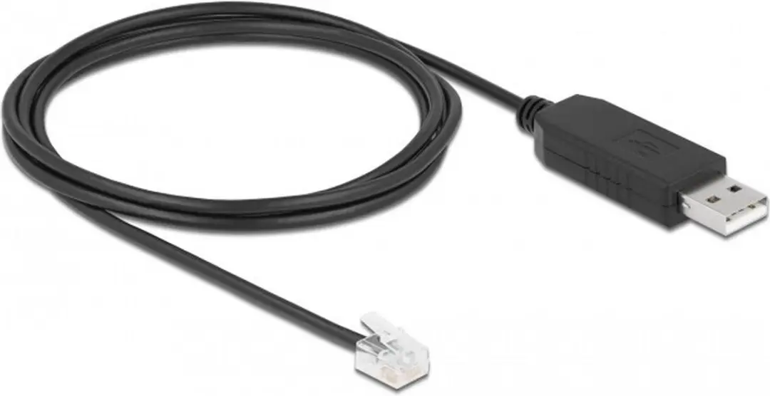 Delock USB naar RS-232 RJ12 Adapterkabel 2m - ESD-bescherming - Zwart