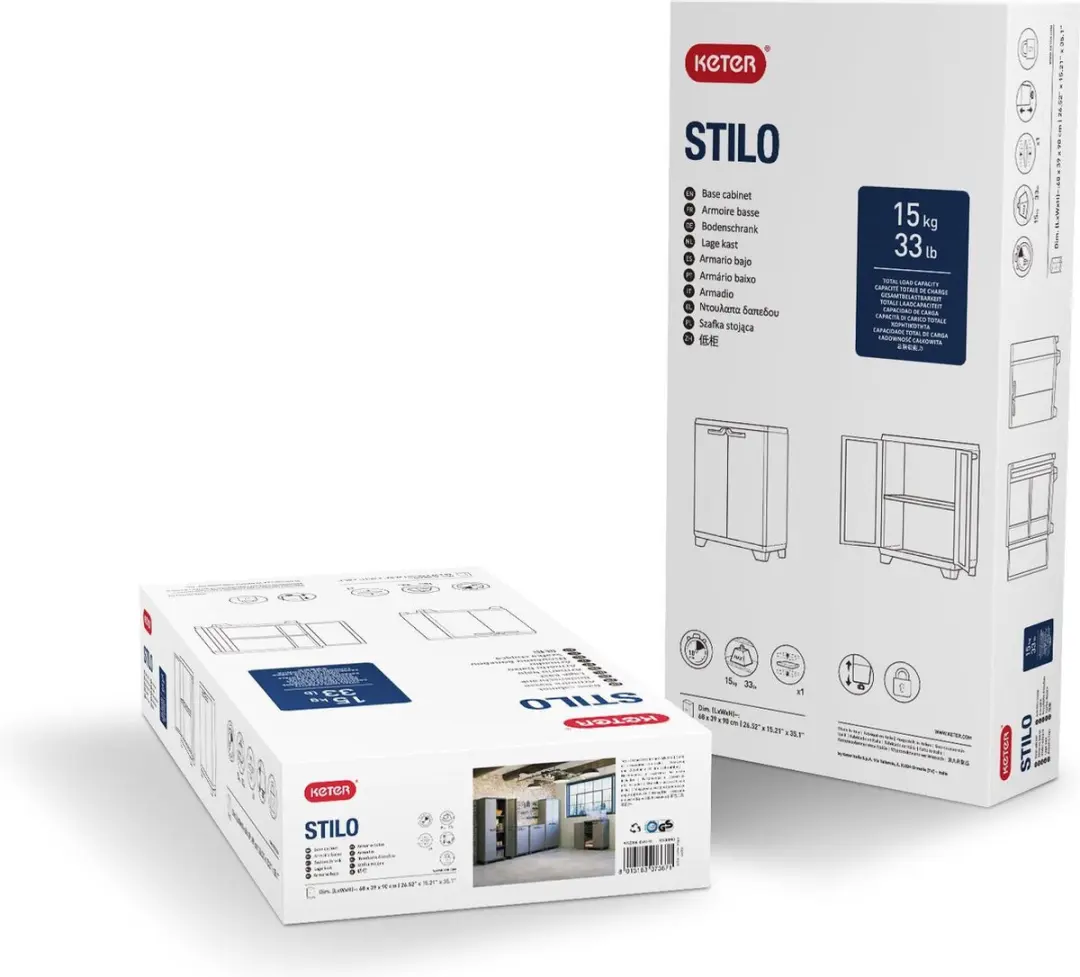 Keter Stilo Lage Kast 68x39x90cm - 1 Plank - Donkergrijs/Zwart