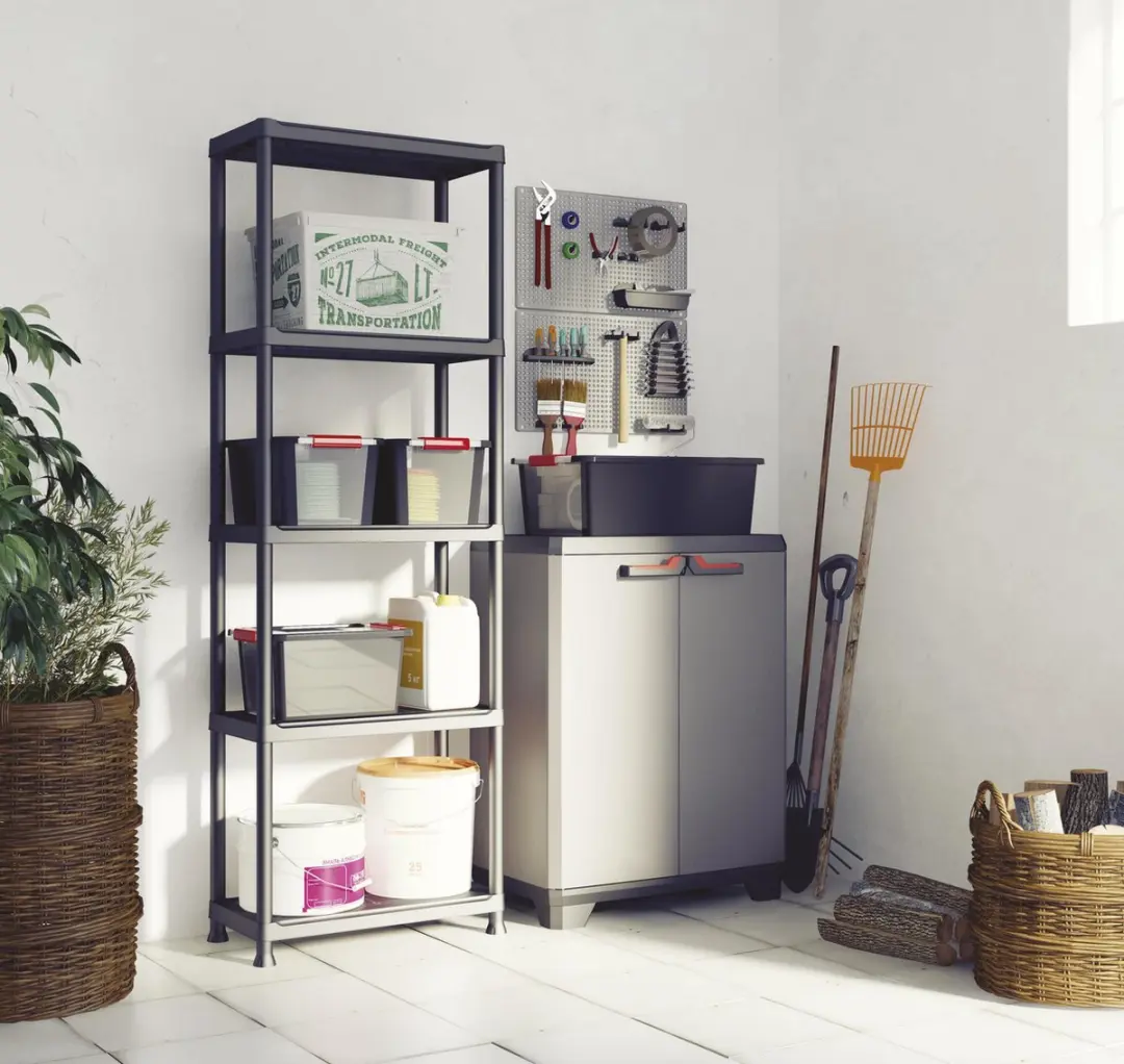 Keter Stilo Lage Kast 68x39x90cm - 1 Plank - Donkergrijs/Zwart