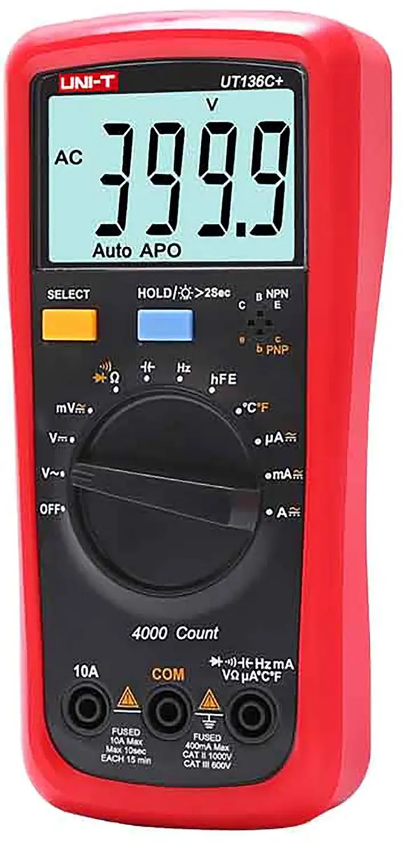 UNI-T UT136C+ Multimeter - Hoogspanningsmeting - Rood/Grijs