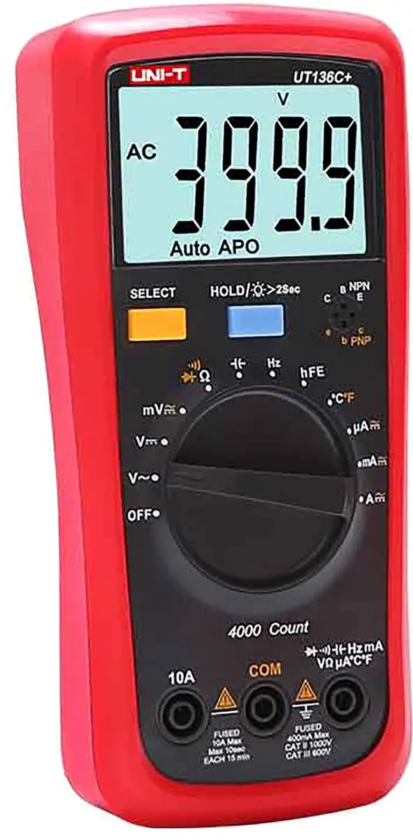 UNI-T UT136C+ Multimeter - Hoogspanningsmeting - Rood/Grijs