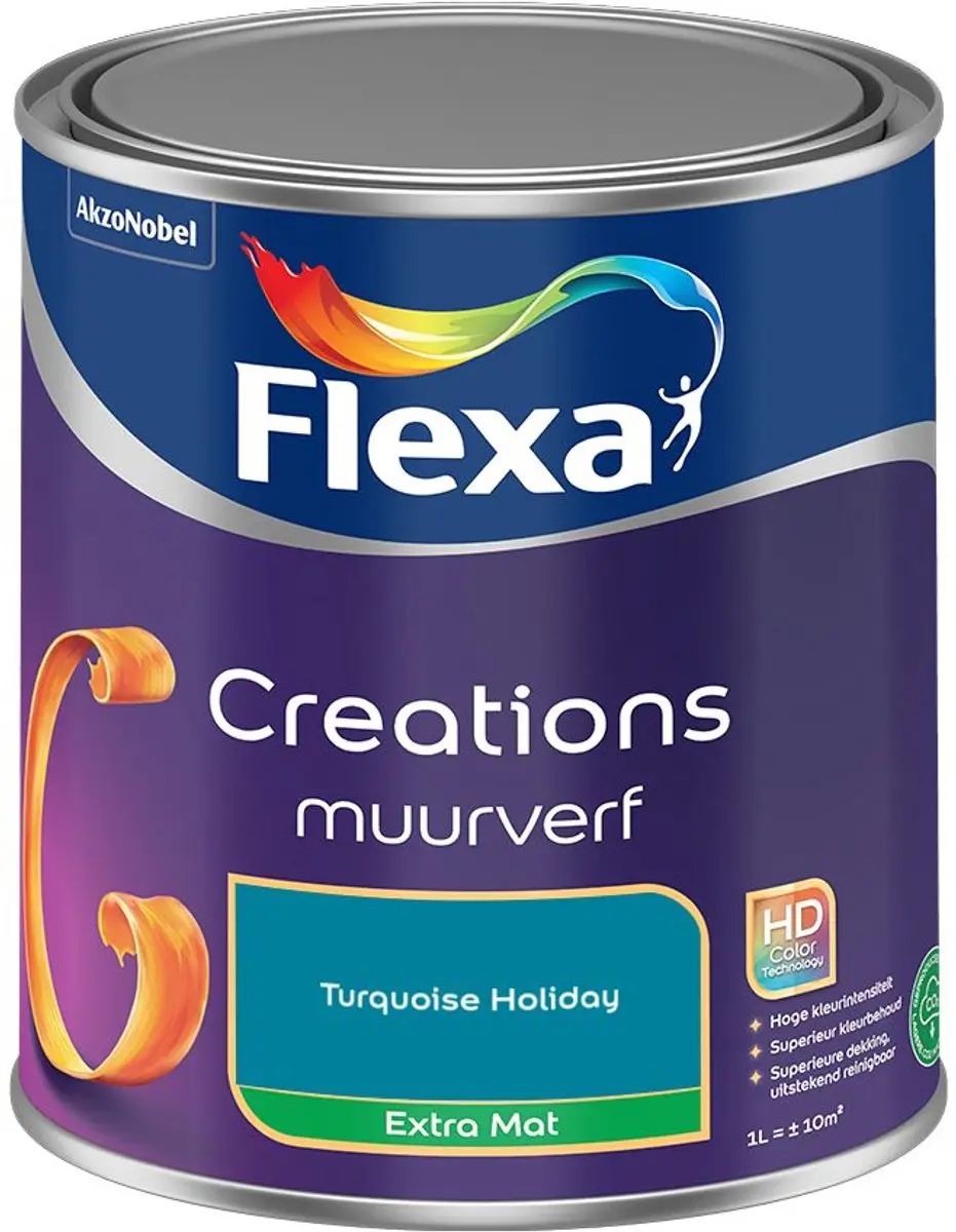 Flexa Creations Muurverf Extra Mat Turquoise Holiday 1L