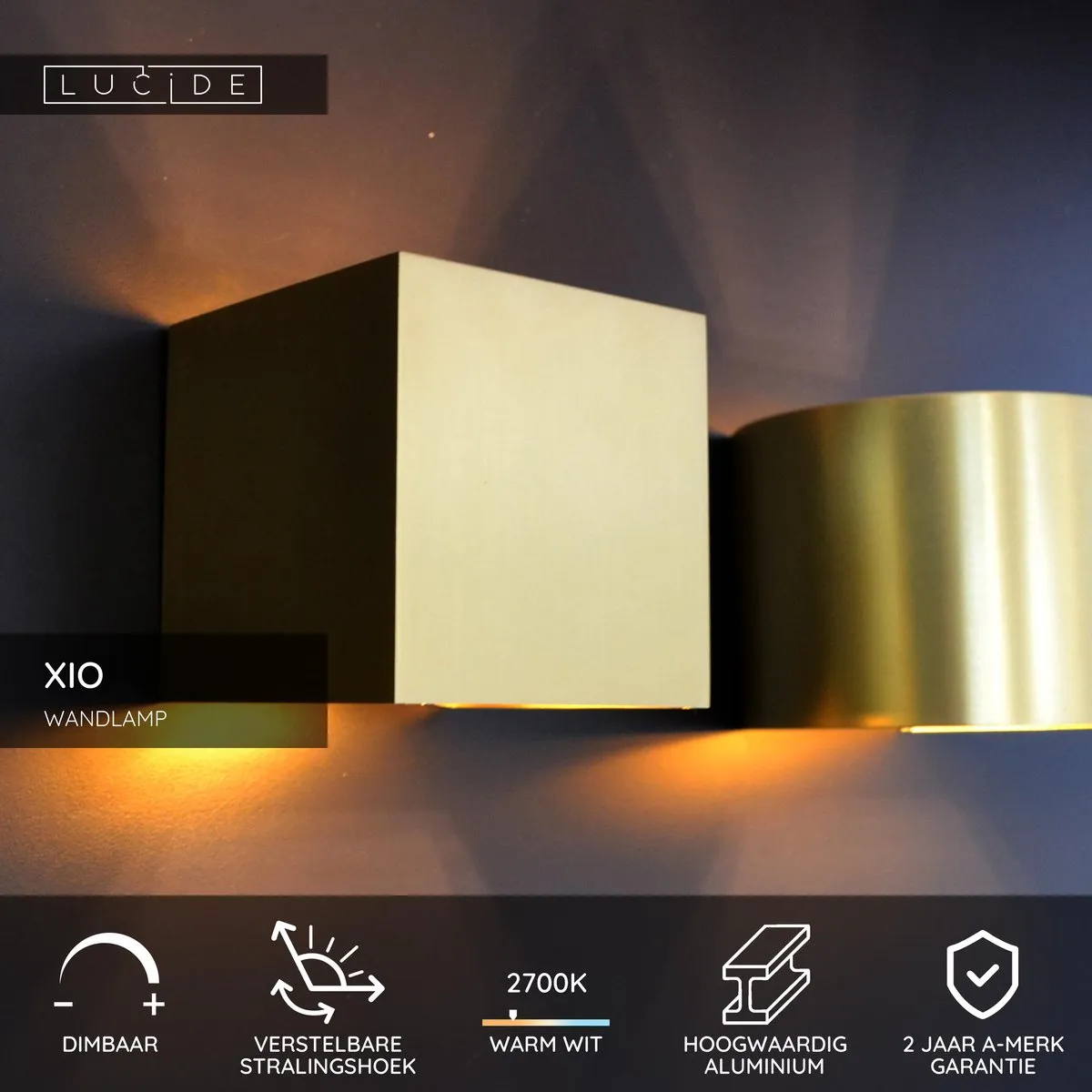 Lucide XIO Wandlamp LED G9 3,5W - Mat Goud/Messing