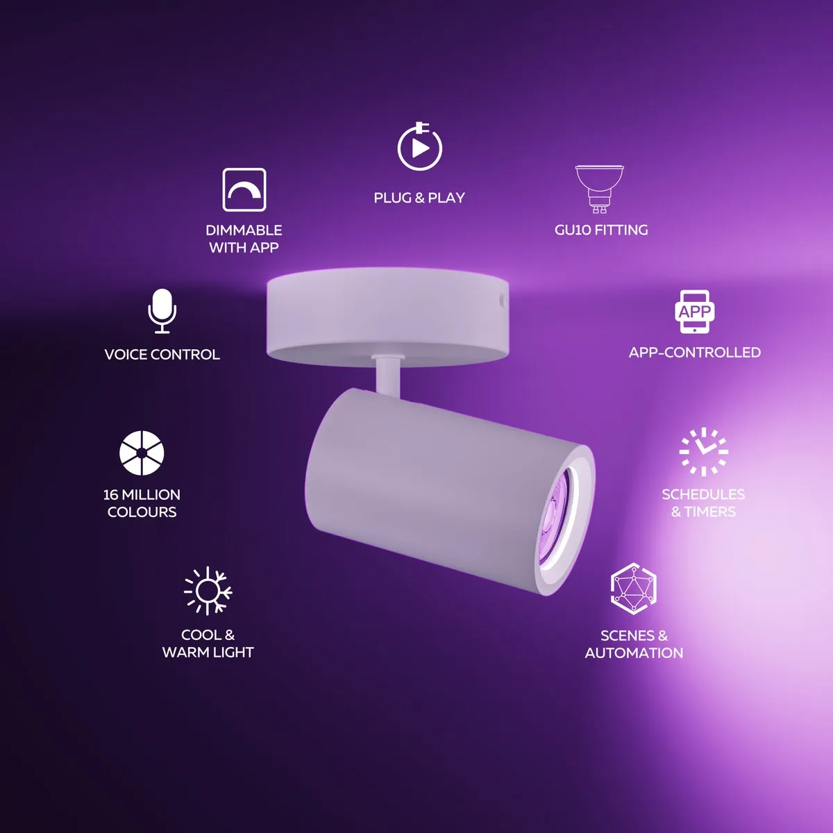 Calex Smart Plafondlamp 1-Lichts RGBW - 10cm Wit