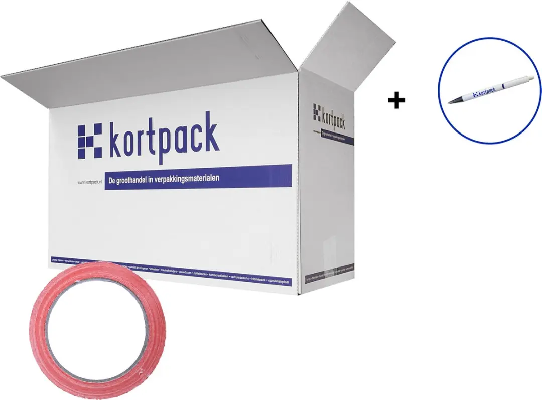 Kortpack Duct-tape 50mm x 25m - Rood - 1 Rol