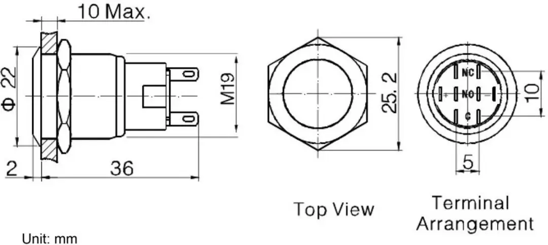 Tru Components LAS1-AGQ-11/S Drukschakelaar 250V/AC 3A - IP65 - Staal