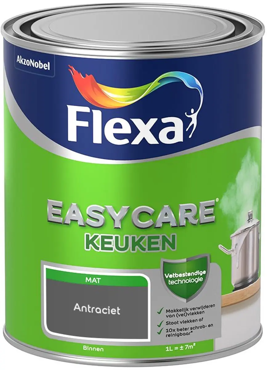 Flexa Easycare Keuken Mengverf Antraciet 1L