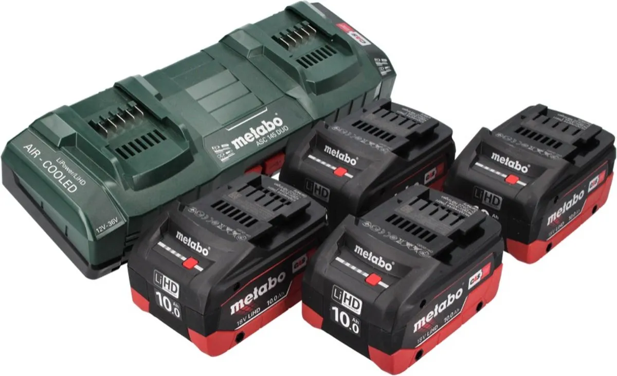 Metabo 18V Basisset 4x 10Ah LiHD CAS - 2x ASC 145 DUO