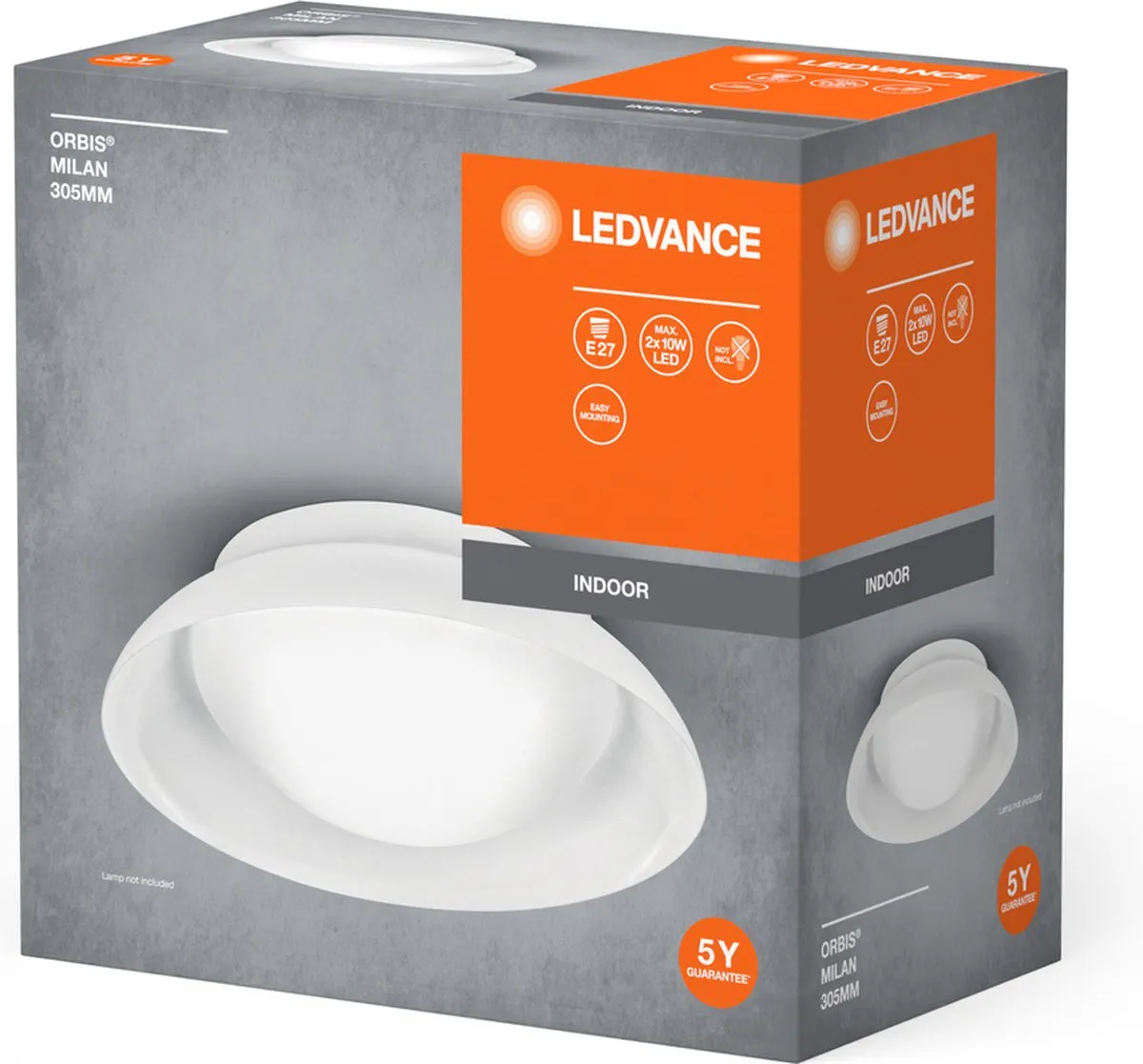 LEDVANCE Orbis Milan Plafondlamp 2xE27 - Wit