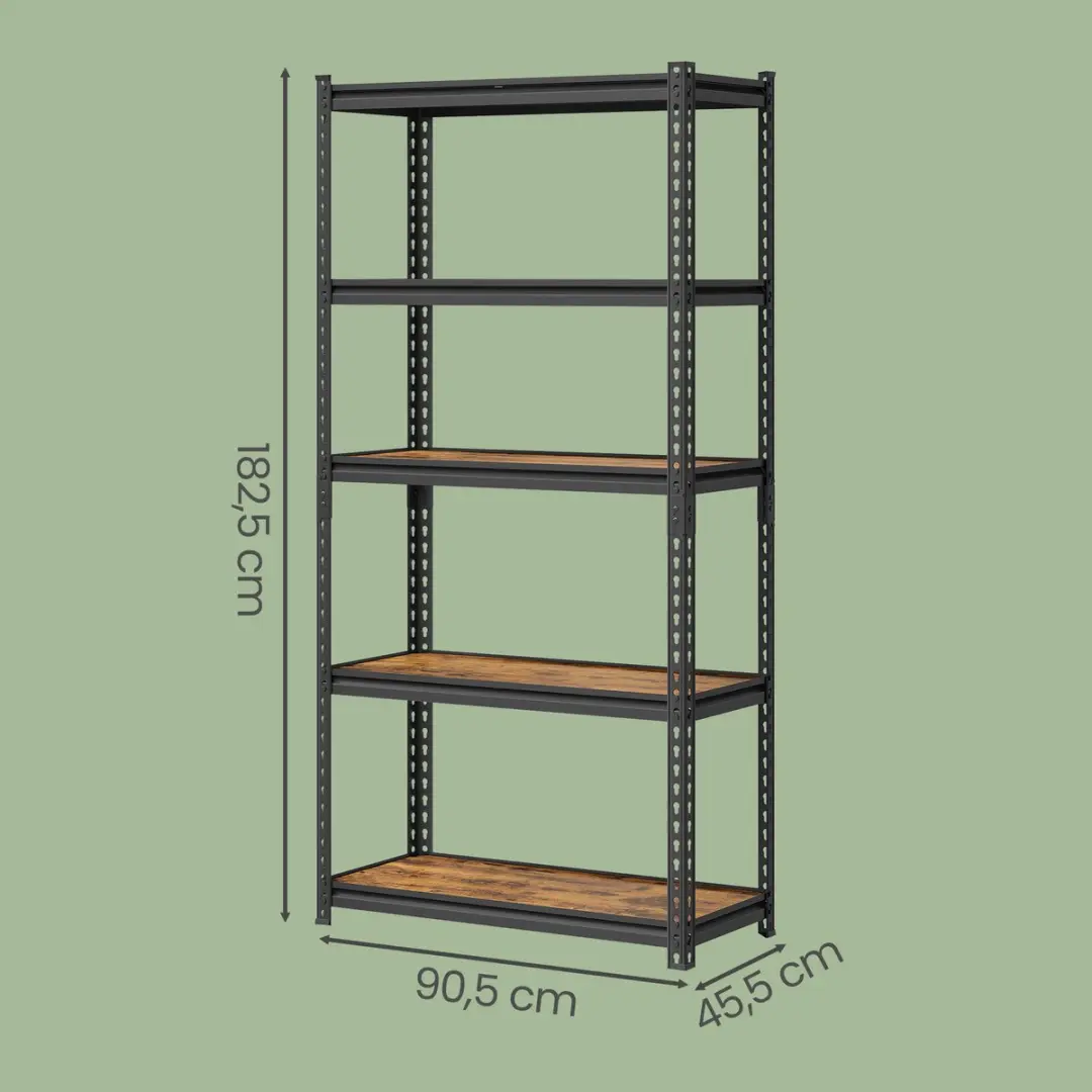 Songmics Stellingkast 5 Lagen - Max 875 kg - Rustiek bruin/Zwart