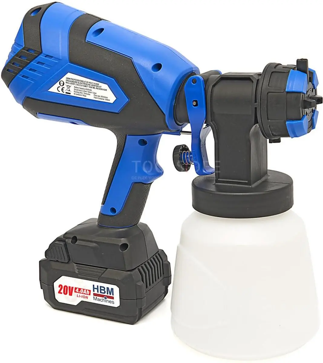 HBM 18V 4.0Ah Elektrische Verfspuit - 1L - Blauw/Zwart