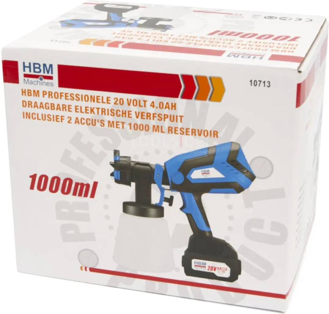 HBM 18V 4.0Ah Elektrische Verfspuit - 1L - Blauw/Zwart