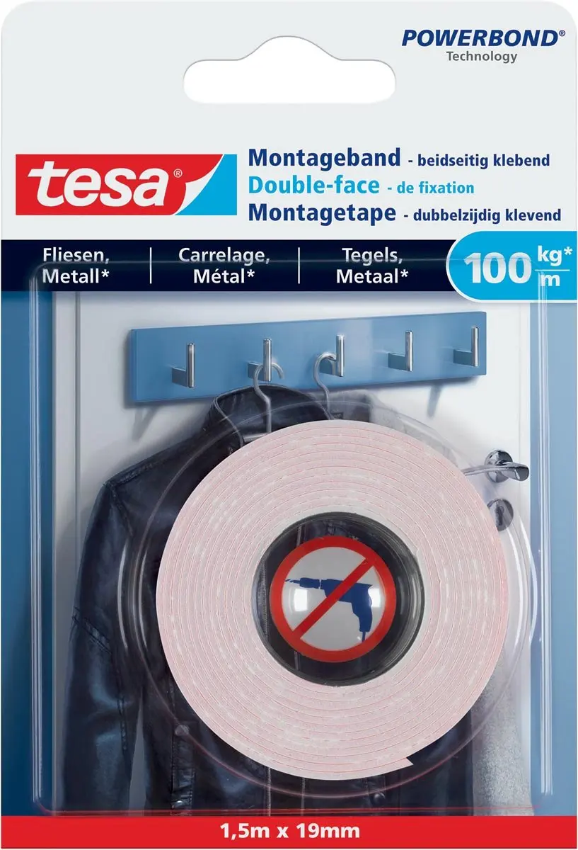 Tesa Ultra Strong 77746-00000 Montagetape - 1.5m x 19mm - Wit