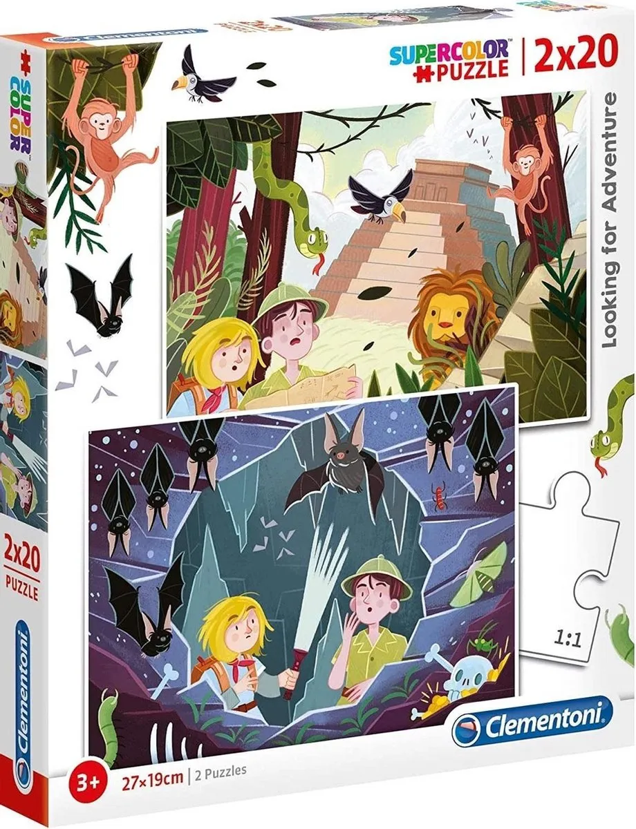Clementoni Looking for Adventure Kinderpuzzel 20 Stuks - 27x19cm - Multicolor