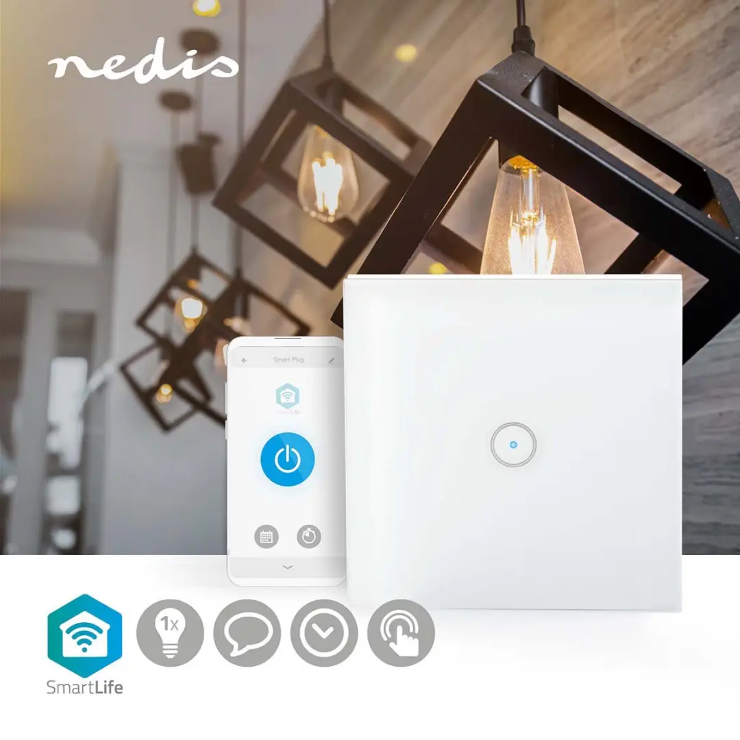 Nedis SmartLife Wandschakelaar 1000W - Glas - Wit