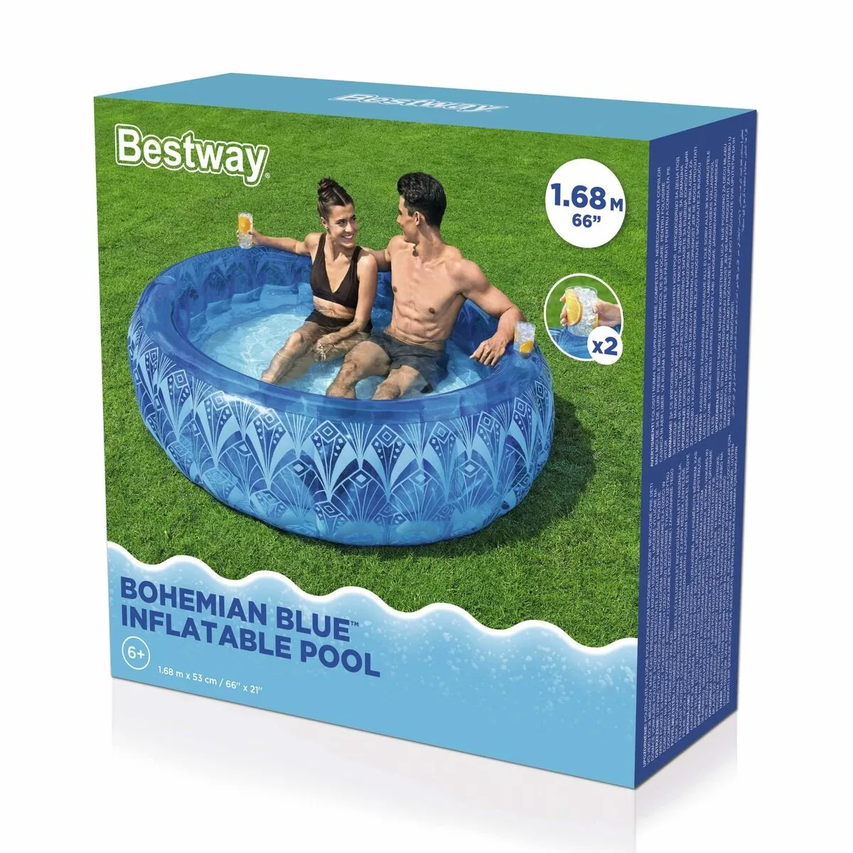 Bestway Bohemian Blue Opblaaszwembad 168cm - 401 Liter - Blauw - afbeelding 3 van 6