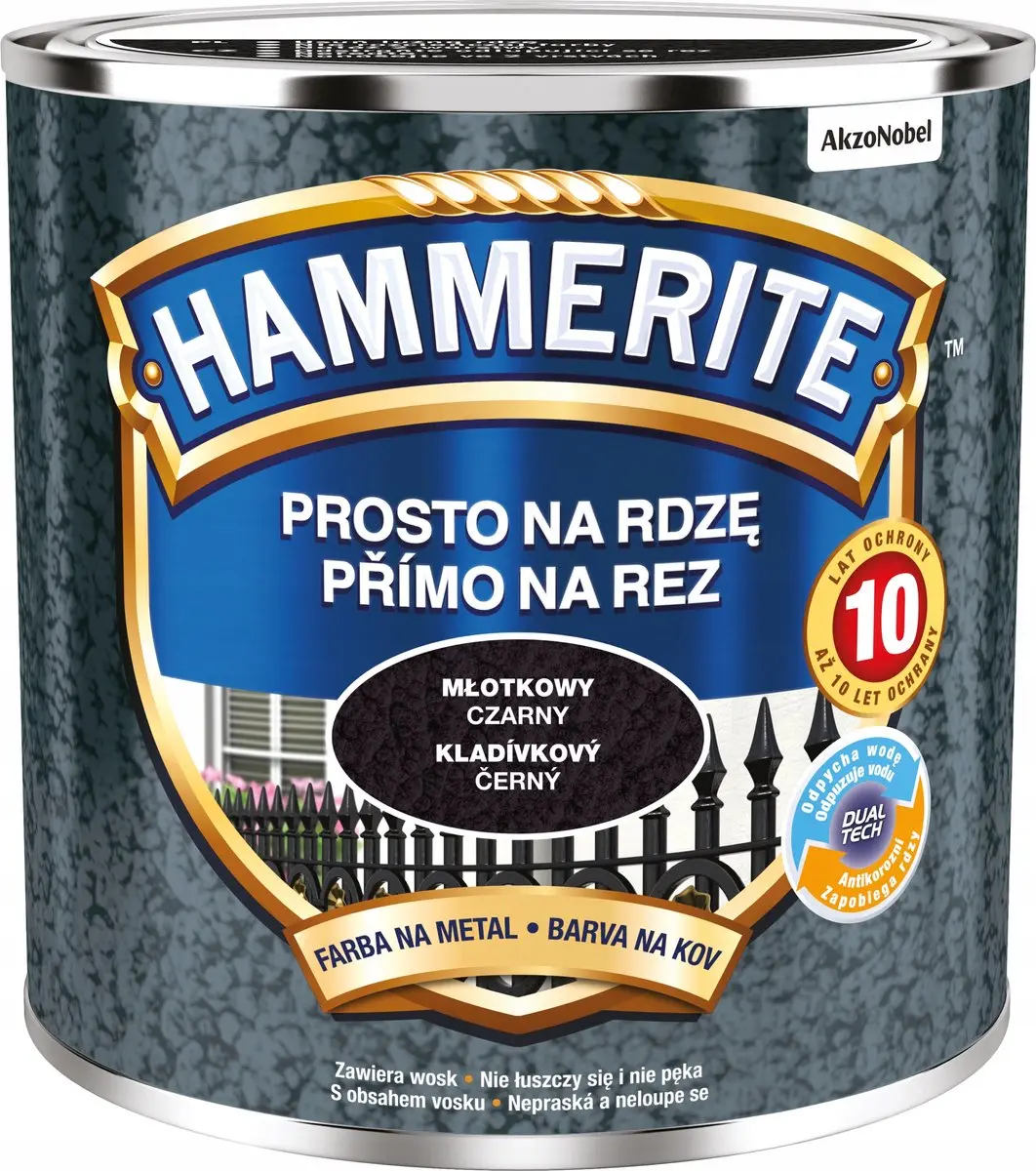 Hammerite Direct op Roest Hamer 0,25L - Zwart