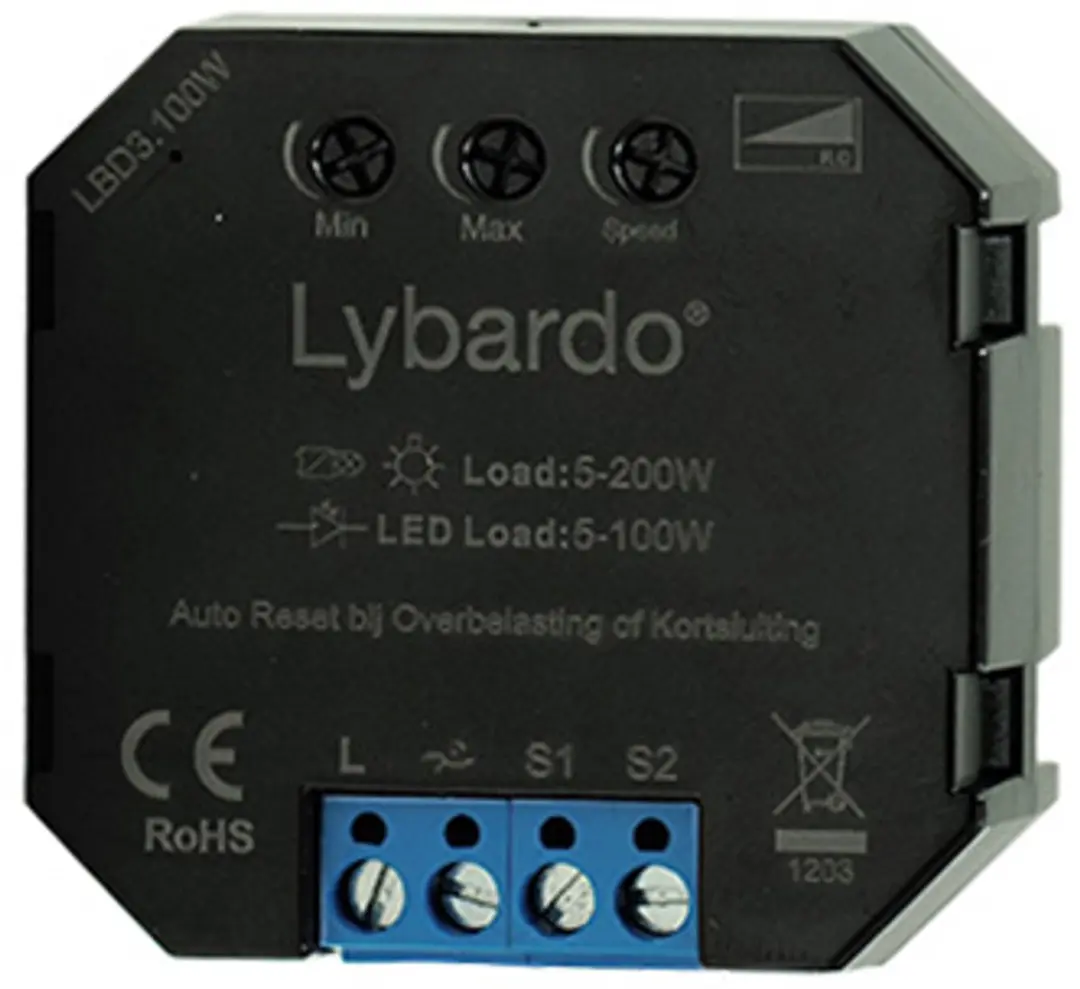 Lybardo Puls LED Dimmer 5-100W - Inbouw Zwart