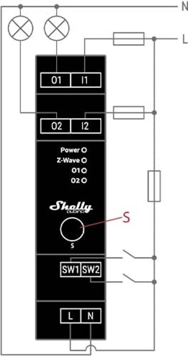 Shelly Wave Pro 2PM 2-Kanaals Repeater - Energiebewaking - Zwart