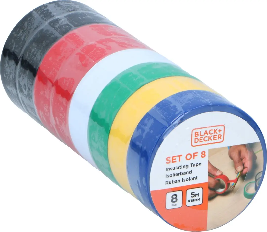BLACK+DECKER Isolatietape Set 8 Stuks - 18mm x 5m