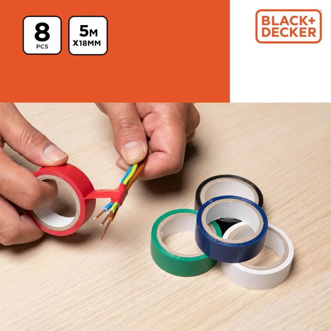 BLACK+DECKER Isolatietape Set 8 Stuks - 18mm x 5m