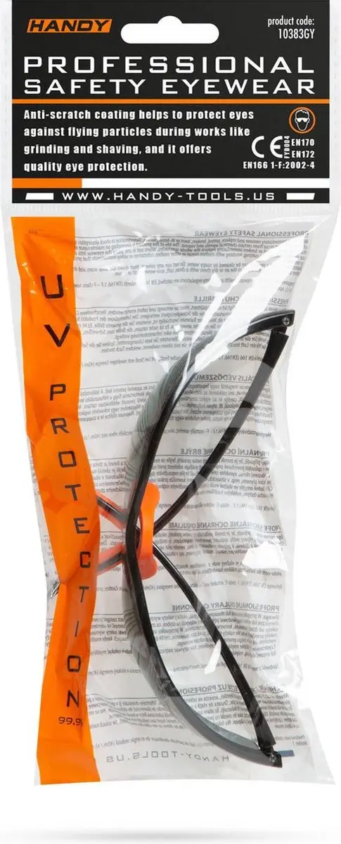 Handy Veiligheidsbril EN166 Smoke - Anti-Kras UV-Bescherming