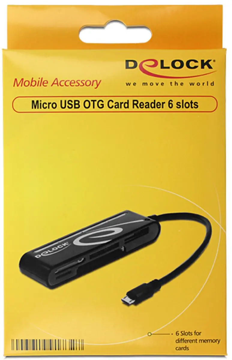 Delock Micro USB OTG Cardreader 0,10m - Zwart