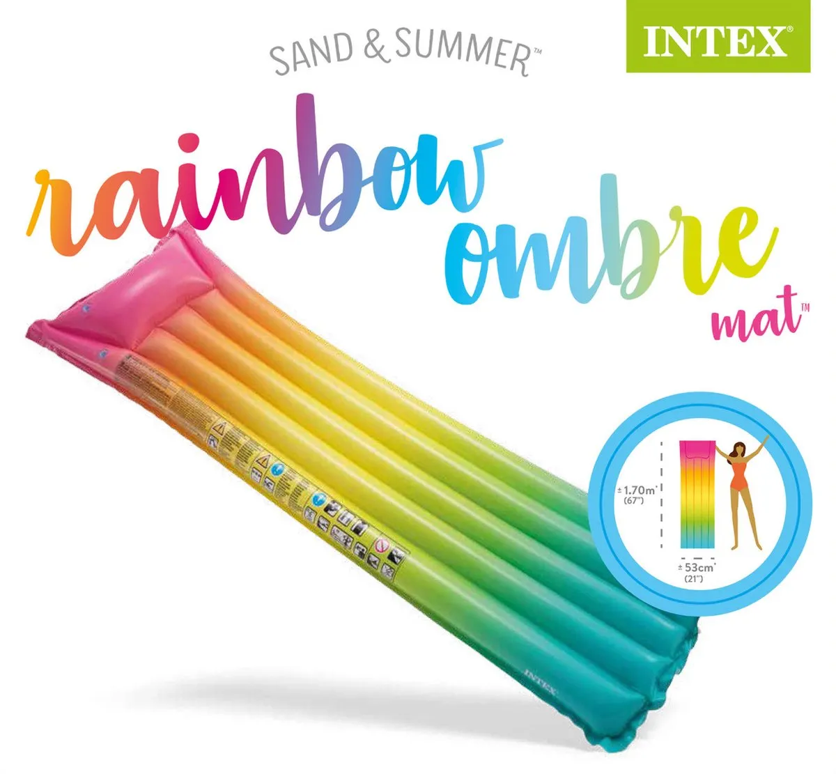 Intex Regenboog Luchtbed 170x53 Multicolor