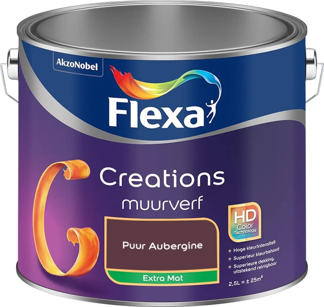 Flexa Creations Muurverf Extra Mat Puur Aubergine 2,5L