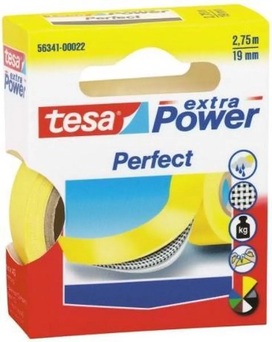 Tesa PERFECT 56341-00030-03 Textieltape - Geel 2.75m x 19mm