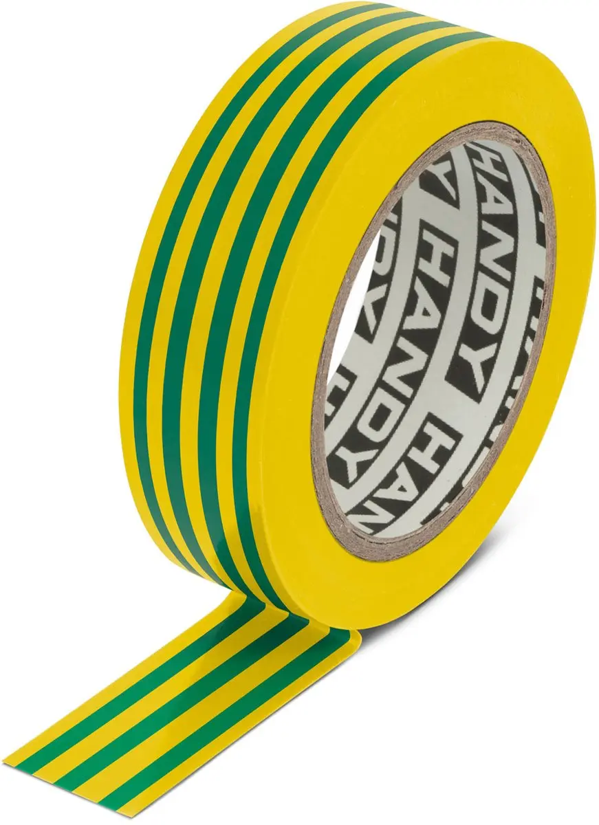 Handy Isolatietape Geel/Groen 10m x 15mm - 5 Rollen