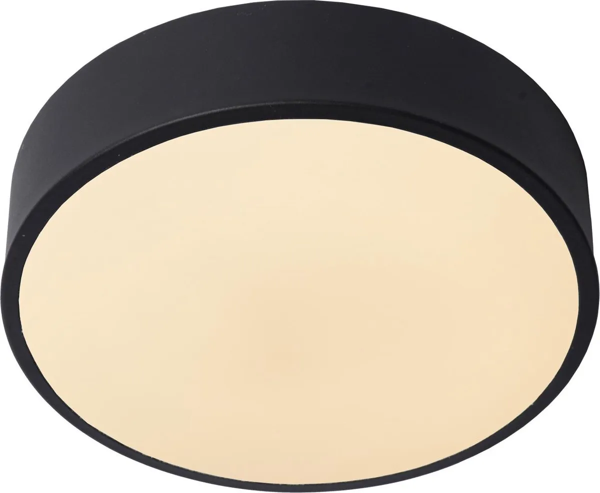 Lucide UNAR Plafondlamp Ø20cm - 1x12W 2700K - Zwart