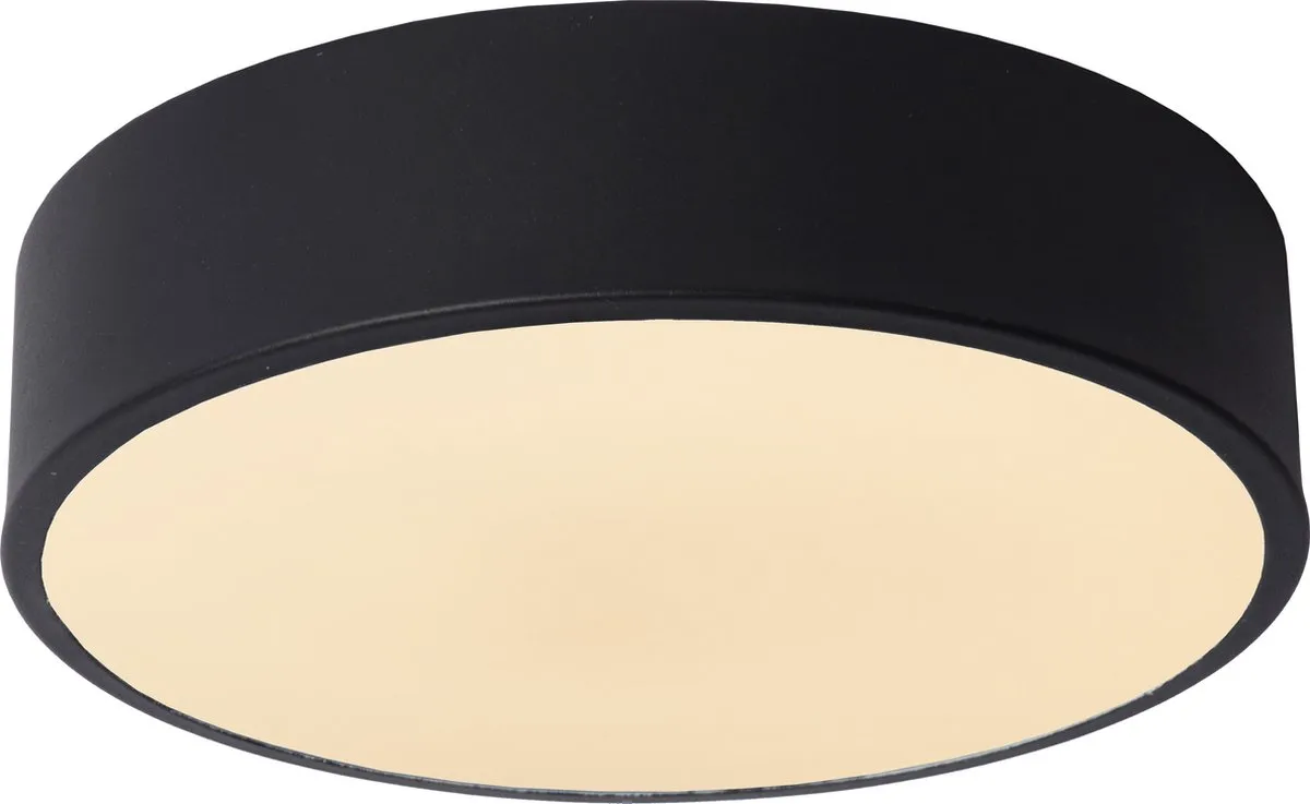 Lucide UNAR Plafondlamp Ø20cm - 1x12W 2700K - Zwart