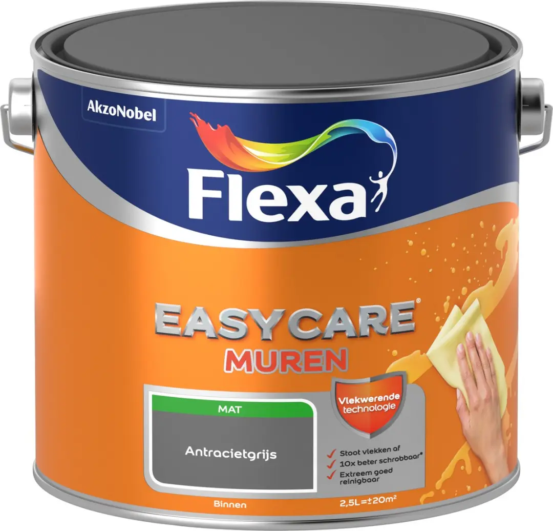 Flexa Easycare Murenverf Antracietgrijs 2,5L