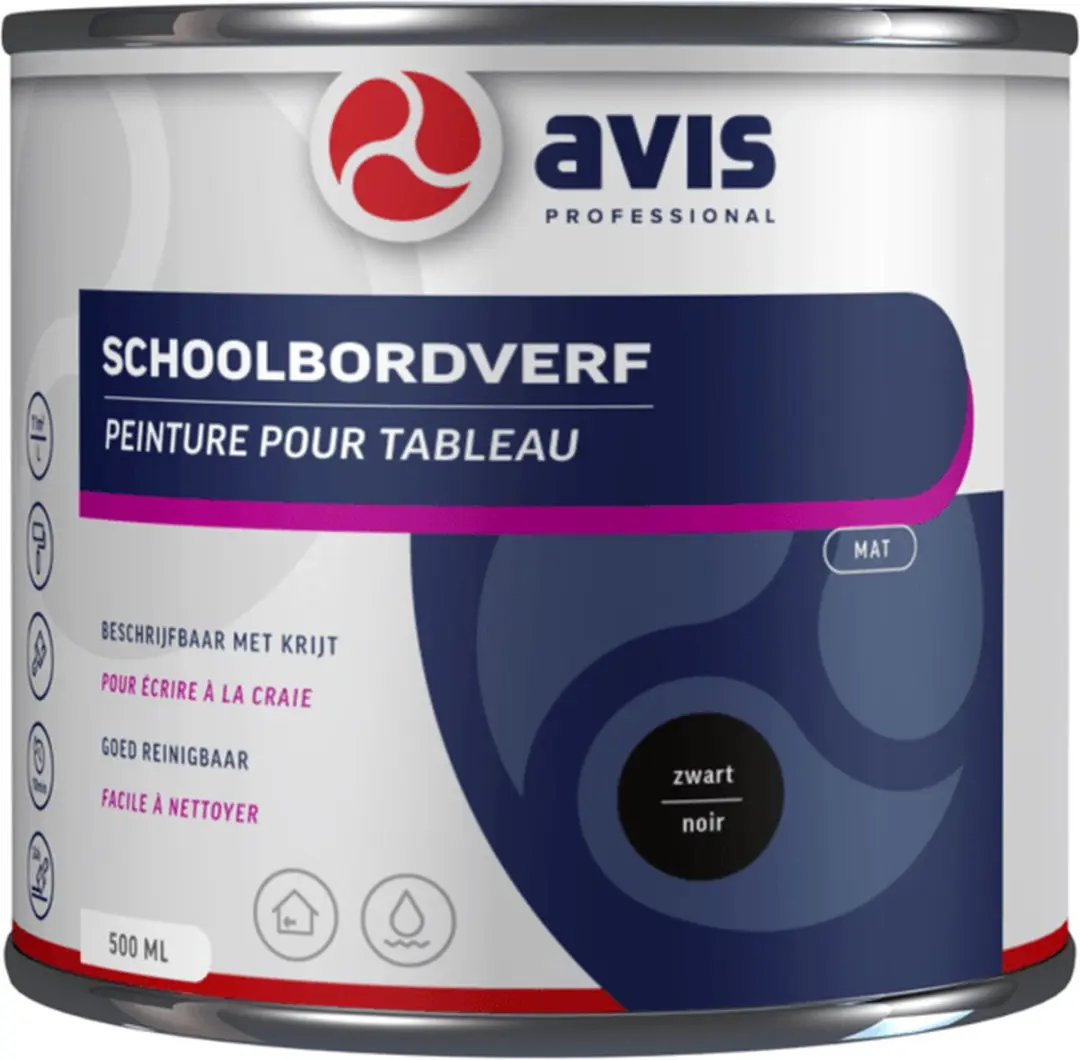 Avis Aqua Schoolbordenverf Zwart 500ml