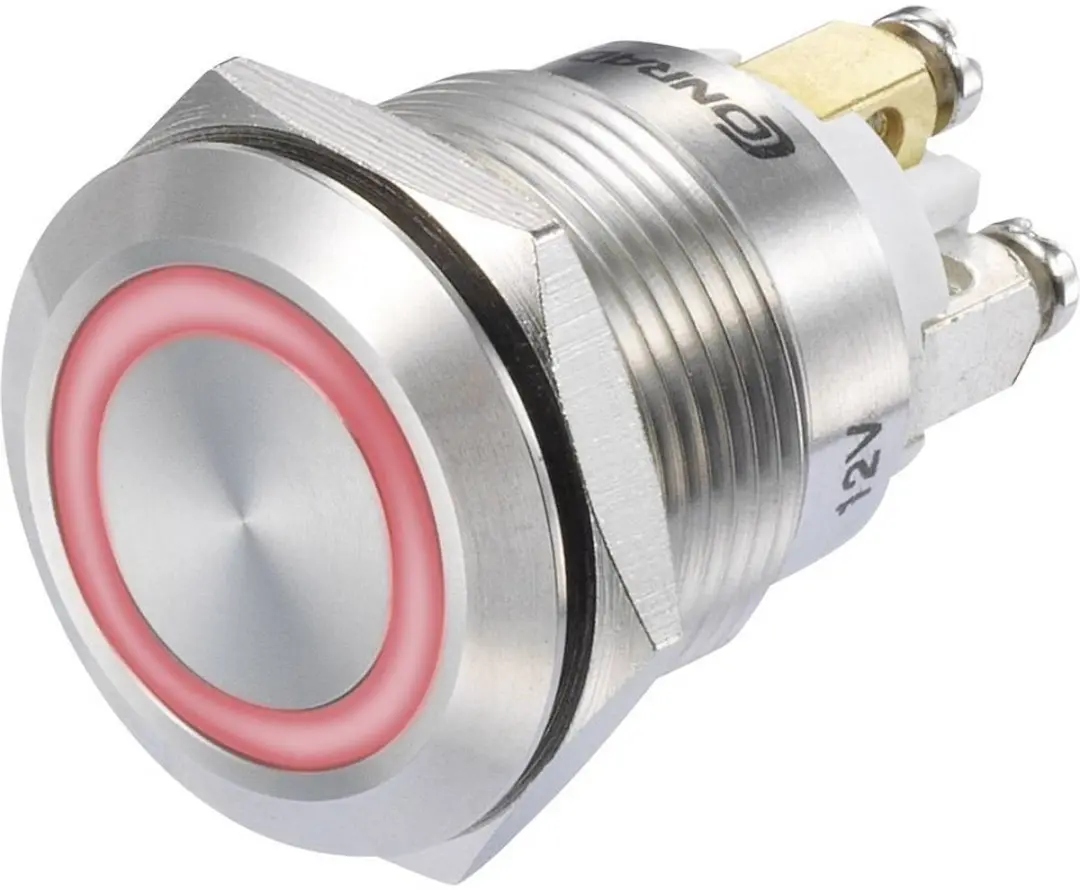 Tru Components GQ19F-10E/R/12V/S Drukschakelaar 48V