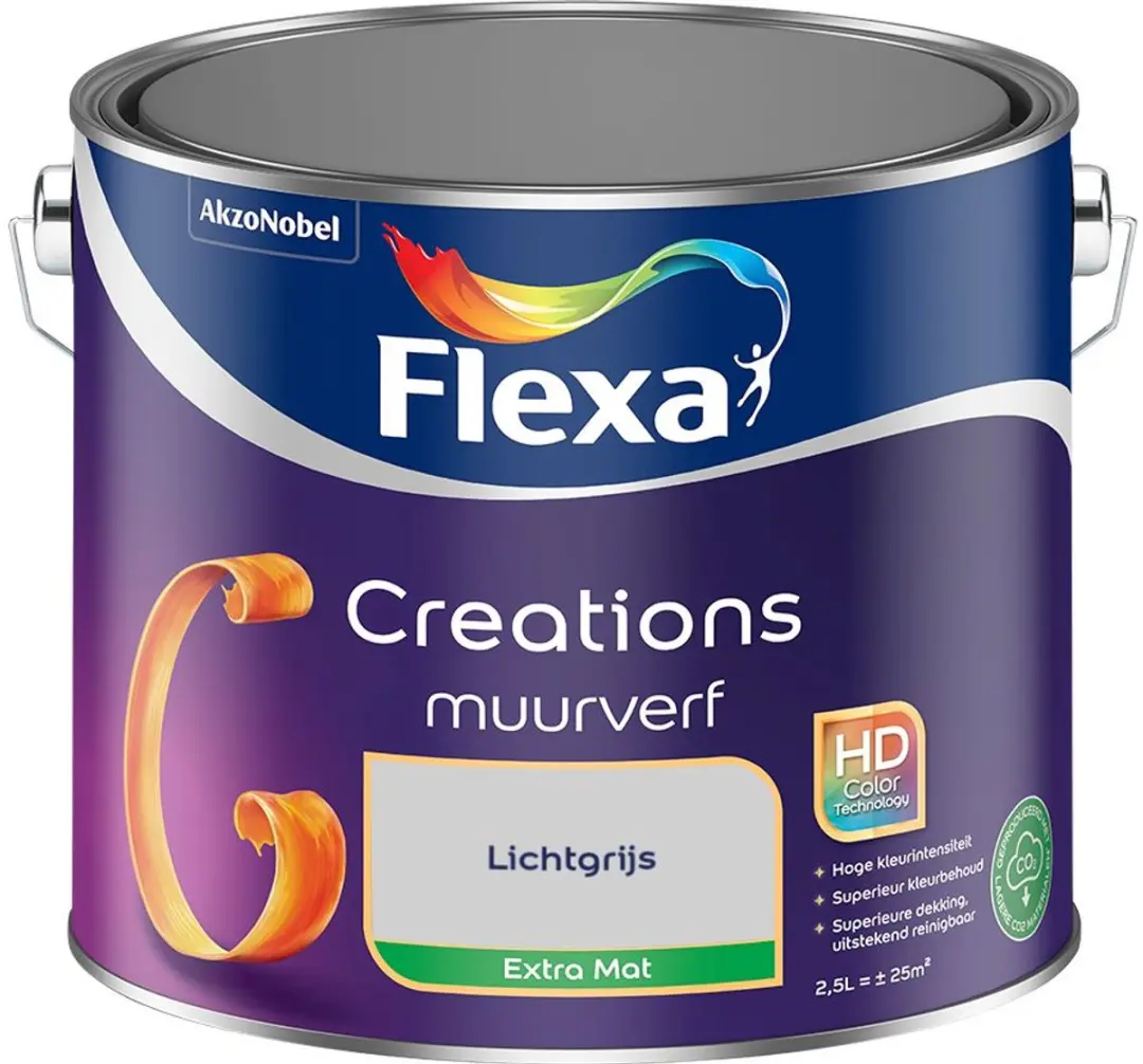 Flexa Creations Muurverf Extra Mat Lichtgrijs 2,5L