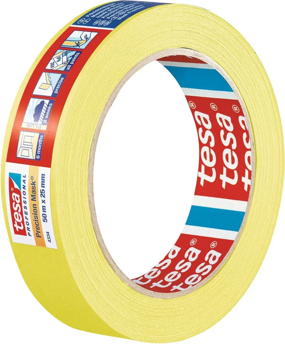 Tesa Precision 04334-00003-00 Maskeertape Geel 50m x 38mm