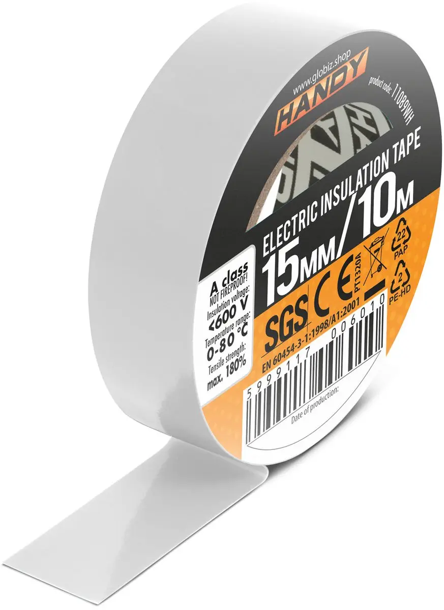 Handy Isolatietape Wit 15mm - 5 Rollen 10m