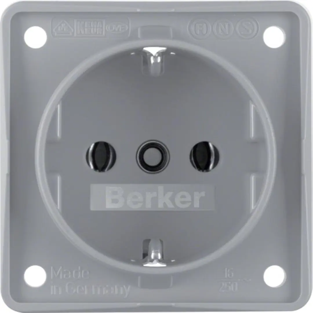 Hager Berker Integro Wandstopcontact E2FJK - Grijs