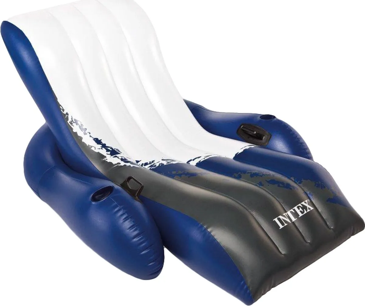 Intex Comfortabele Fauteuil 180x135cm - Blauw/Zwart/Wit