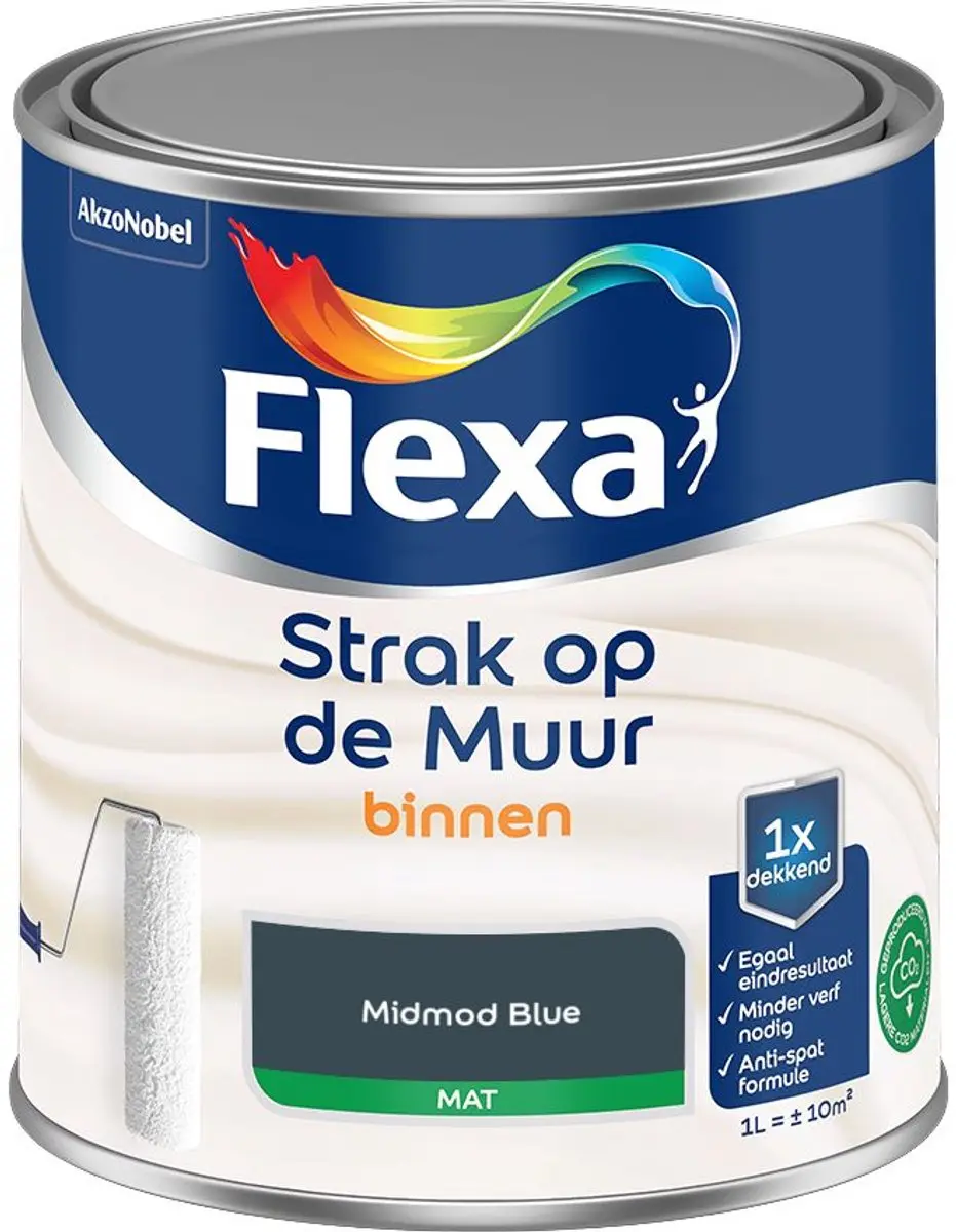 Flexa Strak Op De Muur Binnenmat Midmod Blue Mengverf 1L