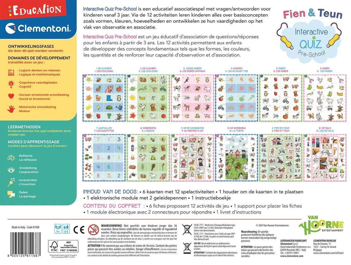 Clementoni Fien en Teun Interactieve Quiz 81168 - Educatief Speelgoed - Blauw