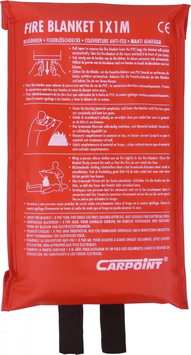 Carpoint Blusdeken 1x1m - Brandklasse A - EN1869 - Rood