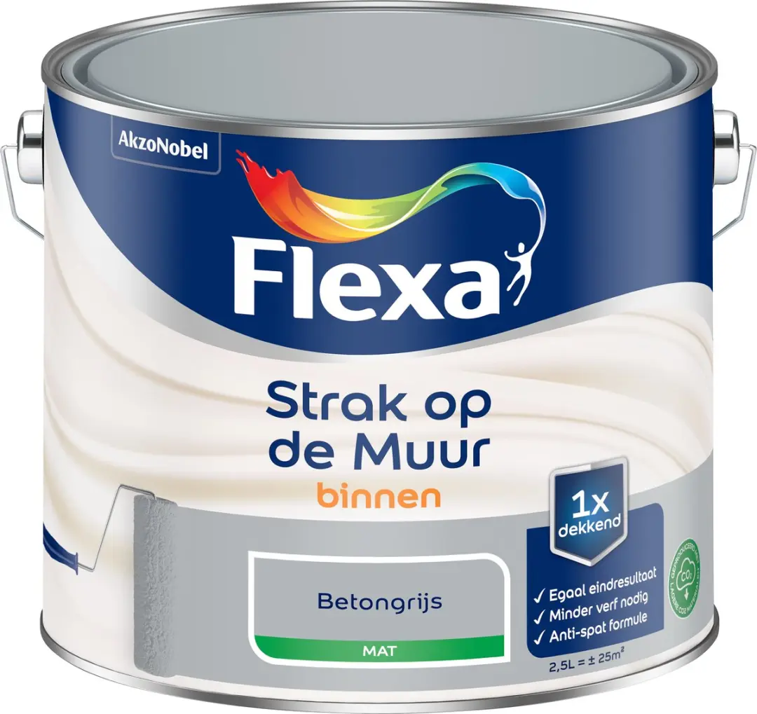 Flexa Strak Op De Muur Binnenmat Betongrijs 2,5L