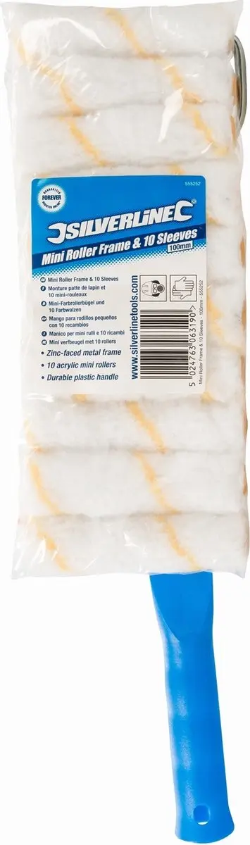 Silverline Mini Verfbeugel 10 Stuks - Acrylrollers 100mm - Wit