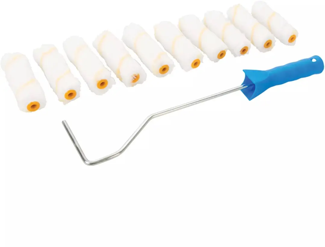 Silverline Mini Verfbeugel 10 Stuks - Acrylrollers 100mm - Wit