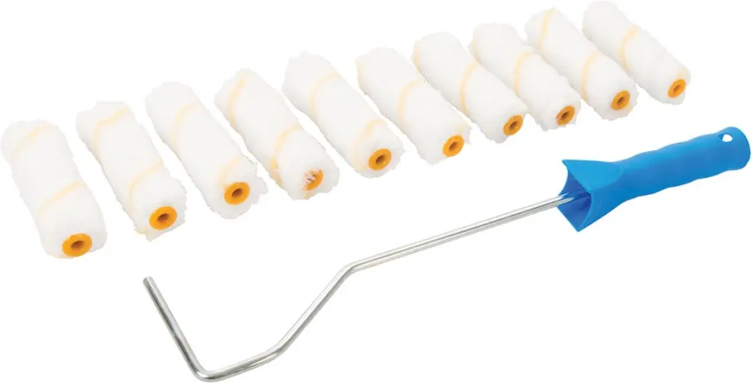Silverline Mini Verfbeugel 10 Stuks - Acrylrollers 100mm - Wit
