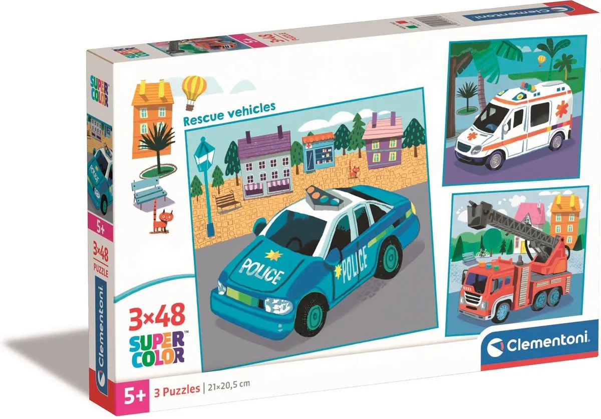 Clementoni Puzzel 144 Stuks Politie Brandweer Ambulance - Multikleur